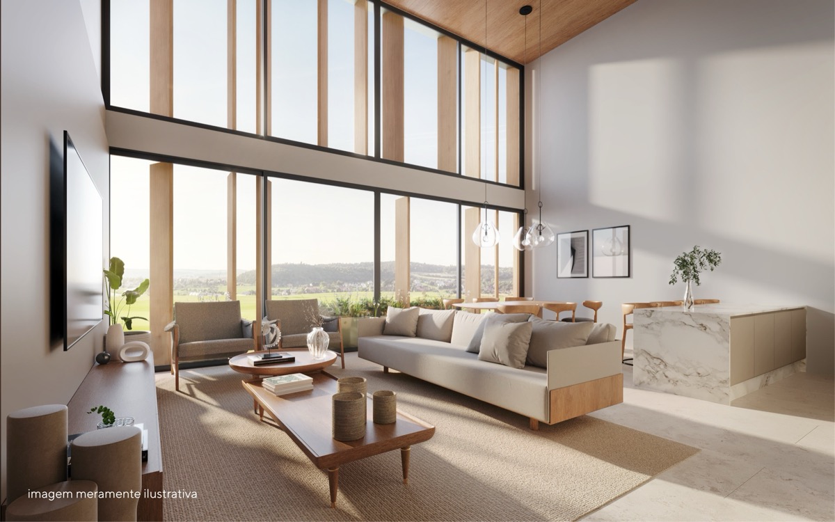 Living — pé-direito duplo com vista panorâmica